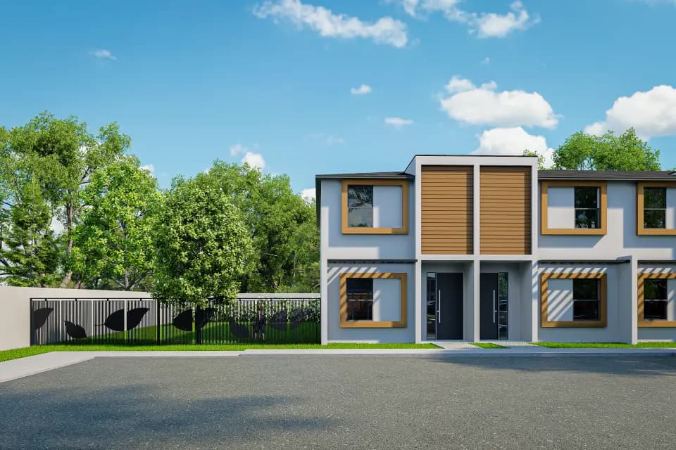 Rua interna com as townhomes